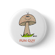 Divertido Guy Mushroom Botón Personalizado Para Un