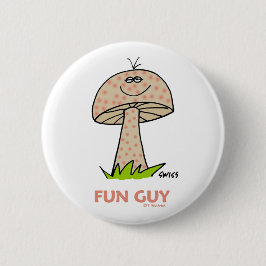 Divertido Guy Mushroom Botón Personalizado Para Un