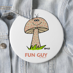 Divertido Guy Mushroom Botón Personalizado Para Un