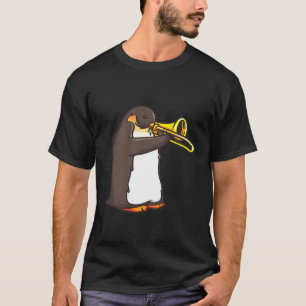 Divertido jugador de trompeta, camiseta pingüina, 