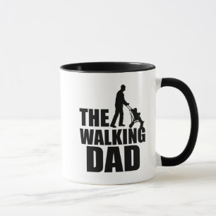 Divertido la taza de café del papá que camina