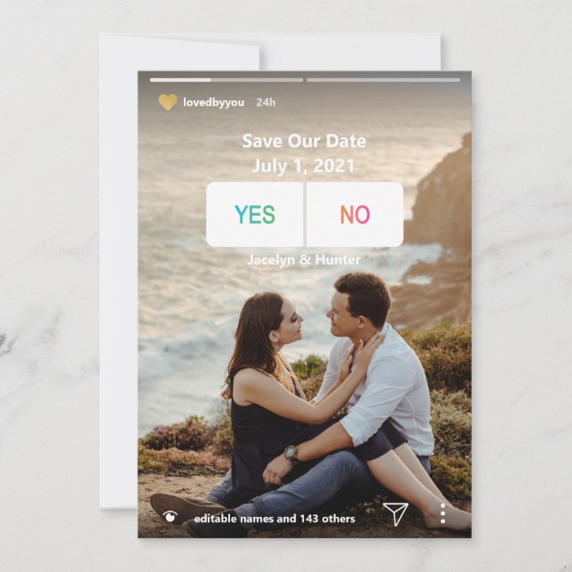 Divertido medio social Sí No Foto Guardar tarjeta  (Anverso)