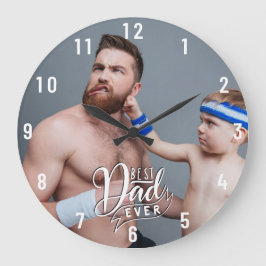 Divertido mejor papá foto grande reloj grande