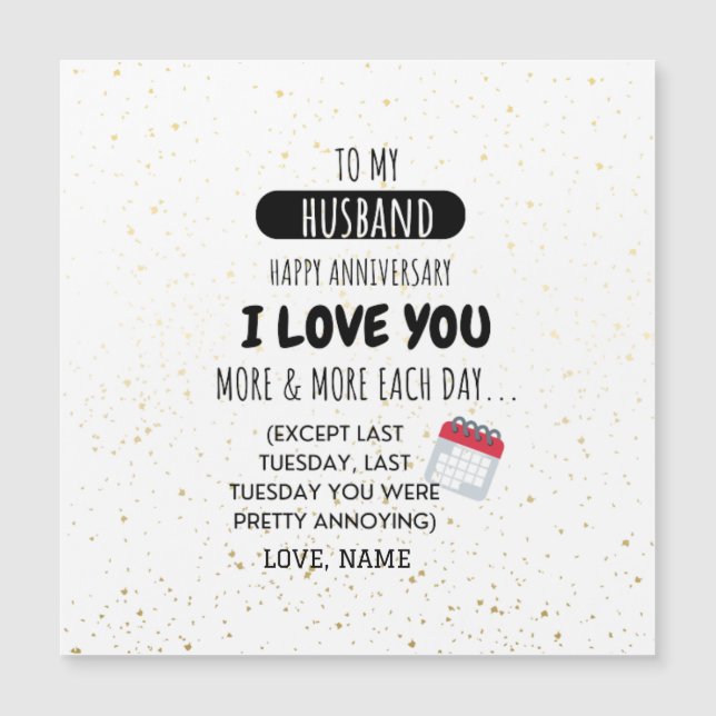 Divertido mensaje de humor de esposa a esposo en a (Anverso)