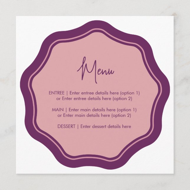 Divertido menú ondulado morado y rosa (Anverso)