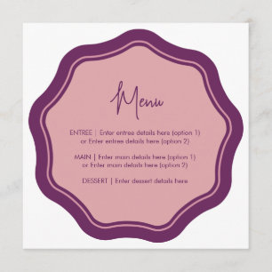 Divertido menú ondulado morado y rosa