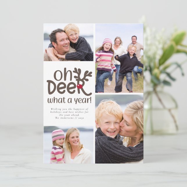 Divertido Oh Ciervo Qué Año Tarjeta de Felicitació (Anverso de pie)