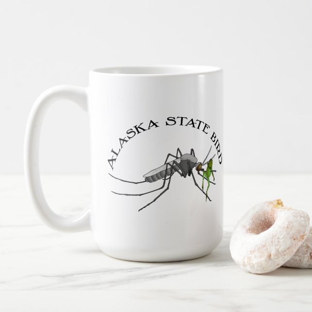 Divertido pájaro estatal de Alaska - 15 oz. Jarra (Con donut)
