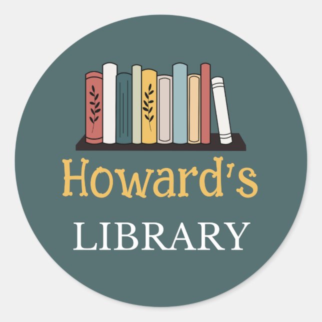 ¡DIVERTIDO! Pegatina - Biblioteca - Personalizada  (Anverso)