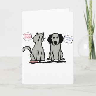 Divertido perro con tarjeta de San Valentín y gato