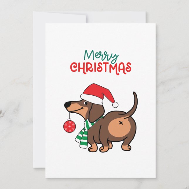 Divertido perro de Dachshund Cute Feliz Navidad (Anverso)