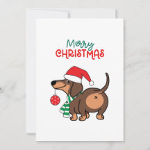 Divertido perro de Dachshund Cute Feliz Navidad