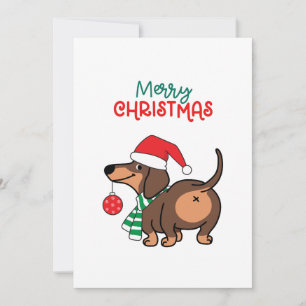 Divertido perro de Dachshund Cute Feliz Navidad