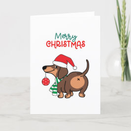 Divertido perro de Dachshund Cute Feliz Navidad