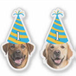 Divertido perro Pegatina de cumpleaños - Cara Pers
