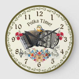 ¡Divertido Polka Time! Reloj de pared de acordeón