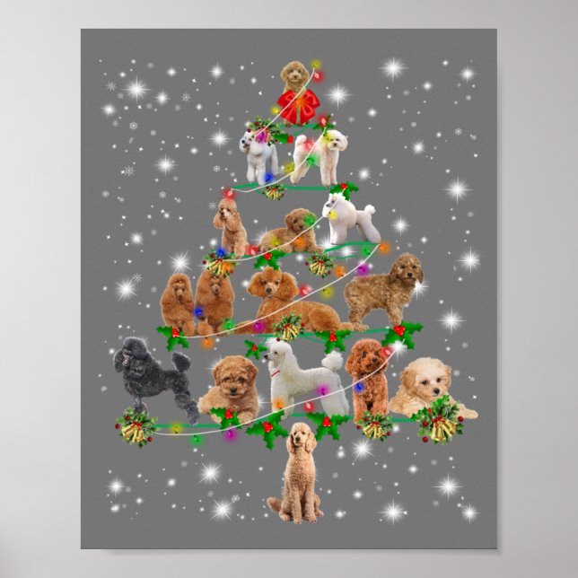 Divertido poodle de decoración de árbol de navidad (Frente)