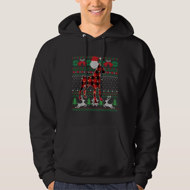 Divertido Red Plaid Doberman Ugly Sweater Xmas Luc (Anverso)