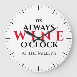 Divertido reloj de pared de bar "Es hora de vino"