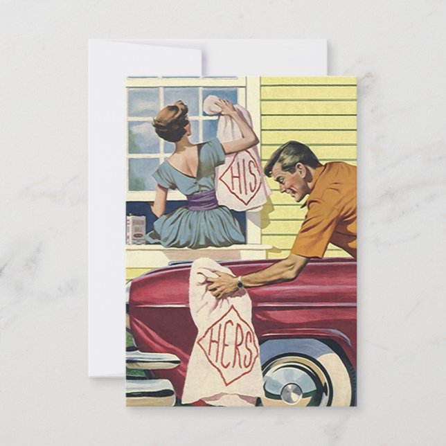 Divertido retro invitaciones a la ducha de su pare (Anverso)