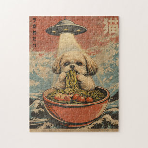 Divertido rompecabezas vintage japonés de Shih Tzu