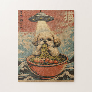 Divertido rompecabezas vintage japonés de Shih Tzu