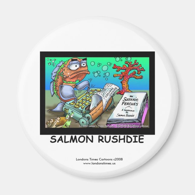 Divertido Salman Rushdie Imán de Peces (Frente)