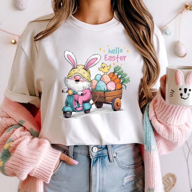 Divertido saludo Camisa de Pascua Gnome, Cute Bunn (Subido por el creador)
