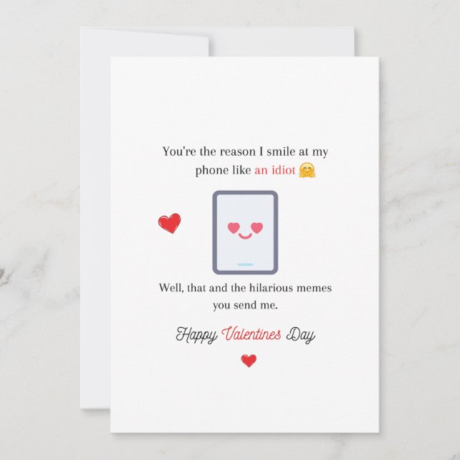 Divertido San Valentín sonriendo como una tarjeta  (Anverso)