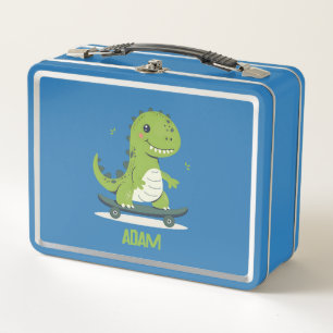 Divertido Skateboarding Dinosaur Con Nombre Para N