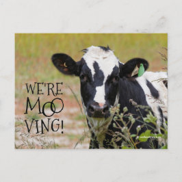 Divertido "¡Somos Moo-ving!" Vaca de Invitación mó