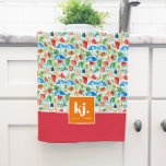 Divertido Summer Stylish Monogram Kitchen Toalla<br><div class="desc">Coloridas acuarelas de verano mezcladas con un bloqueo de colores audaces y su monograma. Dejando los colores para añadir algo de alegría. Celebra la vitalidad del verano con una fascinante paleta de colores. Estos tonos animados y encantadores se mezclan armoniosamente, evocando el espíritu alegre de la temporada y creando un...</div>