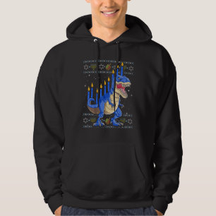Divertido Ugly Hanukkah Sweater Menorasaurus Rex D