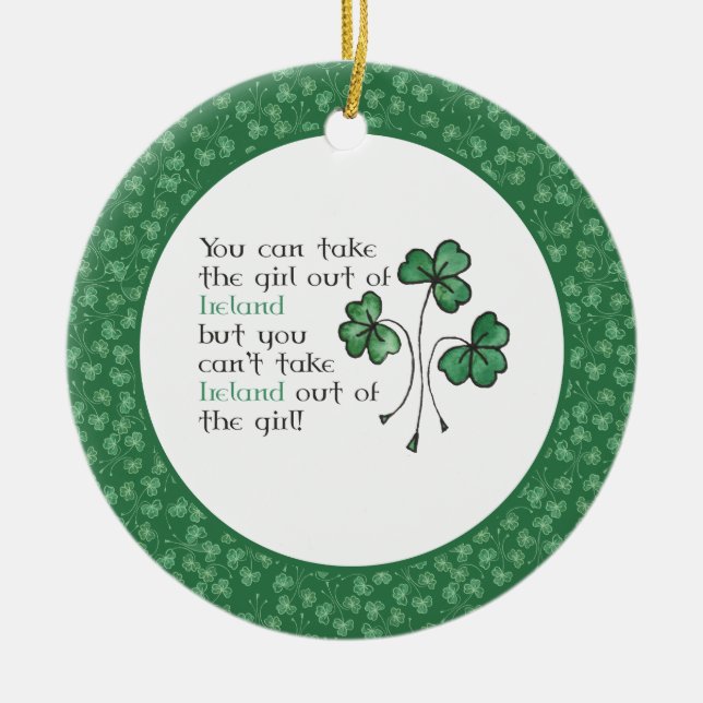 Divertido Verde Shamrock Chica Irlandés Ornamento  (Frente)