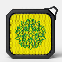 Divertido Verde y Amarillo Mandala Altavoz Bluetoo