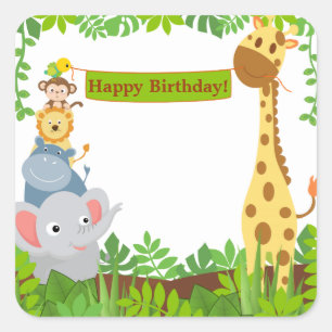 Divertidos animales de la jungla Feliz Pegatina de