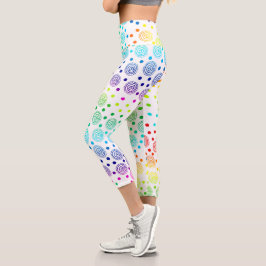 Divertidos círculos arcoiris Capri Leggings