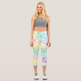 Divertidos círculos arcoiris Capri Leggings