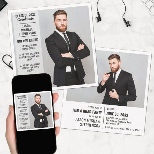 Divertidos hechos graduación invitación 2 foto mod
