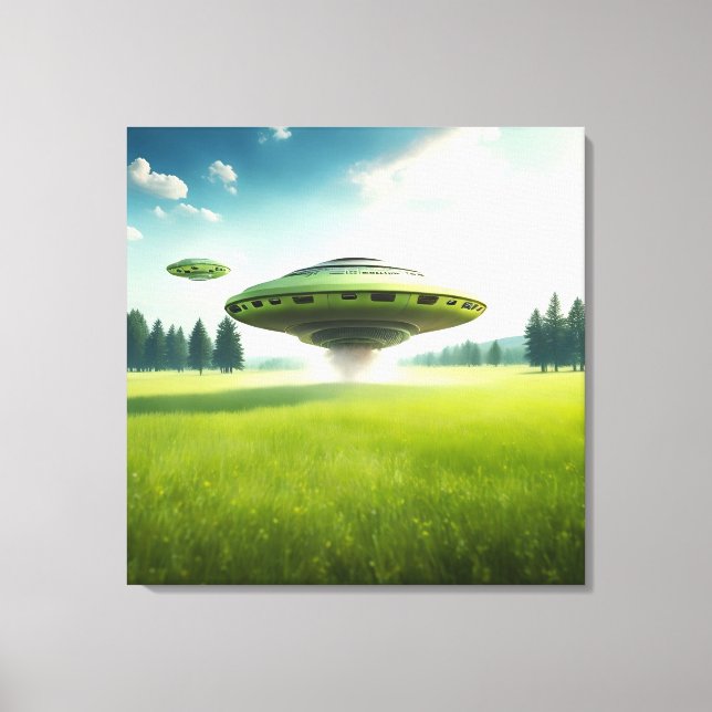 Divertidos lienzos extraterrestres de OVNI en una  (Anverso)