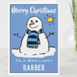 Divertidos Navidades de Snowman con tarjeta de bar<br><div class="desc">Personalizado divertido de muñecos de nieve con tarjeta de Navidades festivos. Tarjeta de navidades para un Barber.</div>