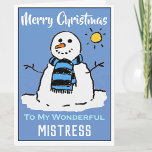 Divertidos Navidades de Snowman con tarjeta para a<br><div class="desc">Personalizado divertido de muñecas de nieve con tarjeta de Navidades festivos. Navidades tarjetas para una señora.</div>