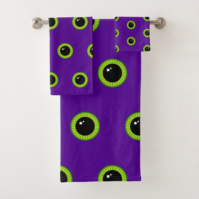 Divertidos ojos verdes y morados de monstruo (In situ)