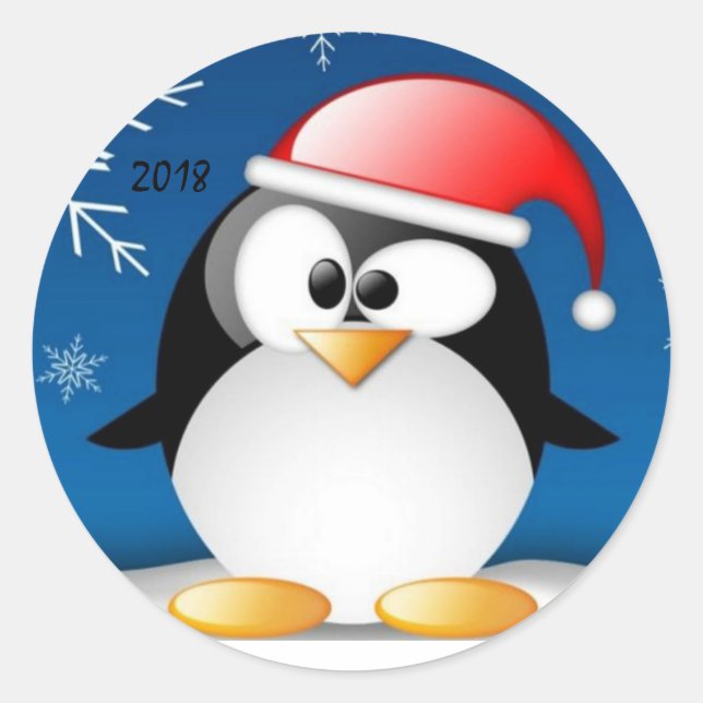 Divertidos pegatinas de pingüinos para un feliz añ (Anverso)