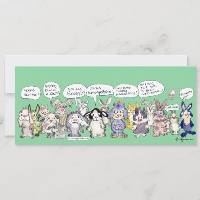 Divertidos Pun Bunnies Gracias Tarjeta Llanta Pers (Anverso)