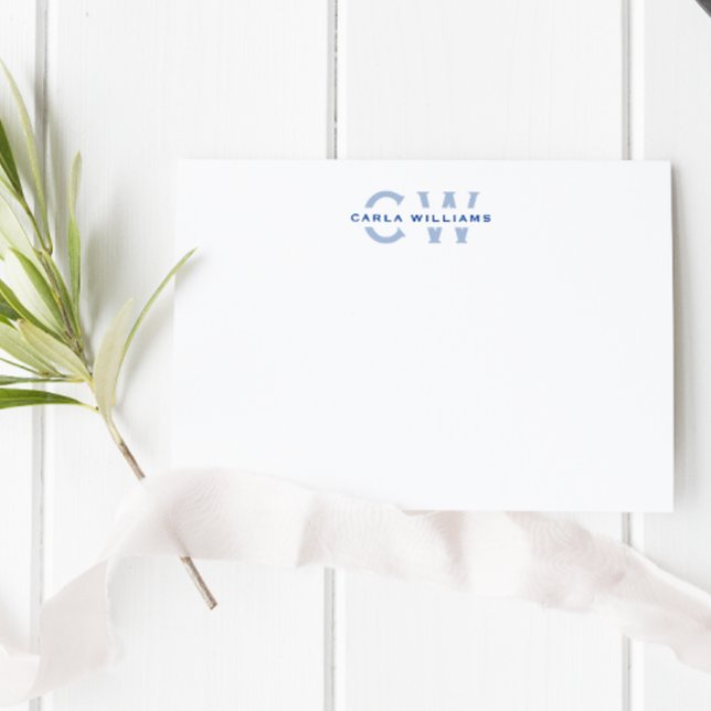 Dividir nota formal elegante de Monograma en azul (Subido por el creador)