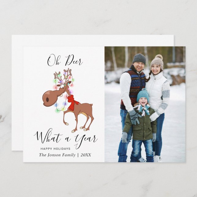 Diviértete Reno Navideño Feliz Navidad Saludo Corp (Anverso / Reverso)