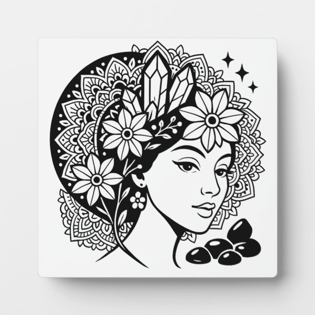 Divina Placa de cristal floral de arte de Mandala  (Frente)