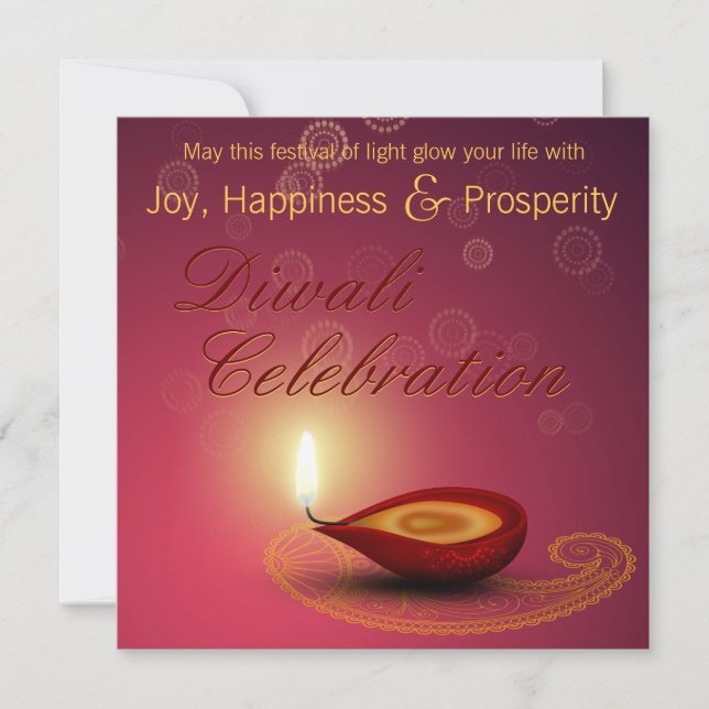 Diwali feliz brillante - festival de la invitación (Anverso)