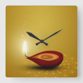 Diwali feliz Diya - reloj de pared